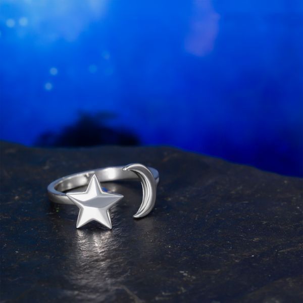 Кольцо Спинер &mdash;  Звёздная ночь с луной и звездой SP7 фото